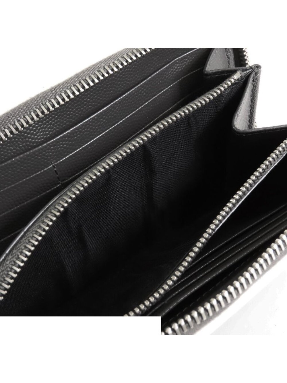 Saint Laurent Monogram Full Zip Wallet Gray White Leather Matelasse - Picture 6 of 9